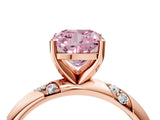 Rose gold Fancy Pink Cushion Cut Solitaire Diamond Engagement Ring with Twisted Pave Band and Four-Prong Setting_19