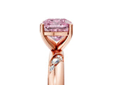 Rose gold Fancy Pink Cushion Cut Solitaire Diamond Engagement Ring with Twisted Pave Band and Four-Prong Setting_20