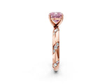 Rose gold Fancy Pink Cushion Cut Solitaire Diamond Engagement Ring with Twisted Pave Band and Four-Prong Setting_29