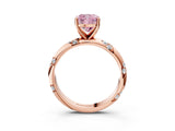 Rose gold Fancy Pink Cushion Cut Solitaire Diamond Engagement Ring with Twisted Pave Band and Four-Prong Setting_30