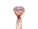 Rose gold Fancy Pink Cushion Cut Solitaire Diamond Engagement Ring with Twisted Pave Band and Four-Prong Setting_8