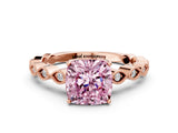 Rose gold Fancy Pink Cushion Cut Solitaire Diamond Ring with Infinity Twist Band and Four-Prong Setting_12