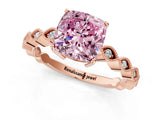 Rose gold Fancy Pink Cushion Cut Solitaire Diamond Ring with Infinity Twist Band and Four-Prong Setting_13