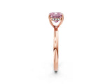Rose gold Fancy Pink Cushion Cut Solitaire Diamond Ring with Prong Setting and Plain Band_2