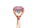 Rose gold Fancy Pink Cushion Cut Solitaire Diamond Ring with Prong Setting and Plain Band_5