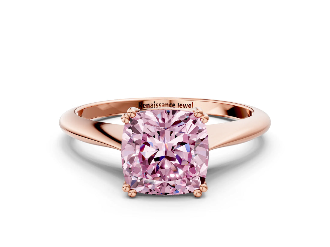 Rose gold Fancy Pink Cushion Cut Solitaire Diamond Ring with Six-Prong Setting and Classic Band_12