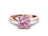 Rose gold Fancy Pink Cushion Cut Solitaire Diamond Ring with Six-Prong Setting and Classic Band_12
