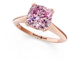 Rose gold Fancy Pink Cushion Cut Solitaire Diamond Ring with Six-Prong Setting and Classic Band_13