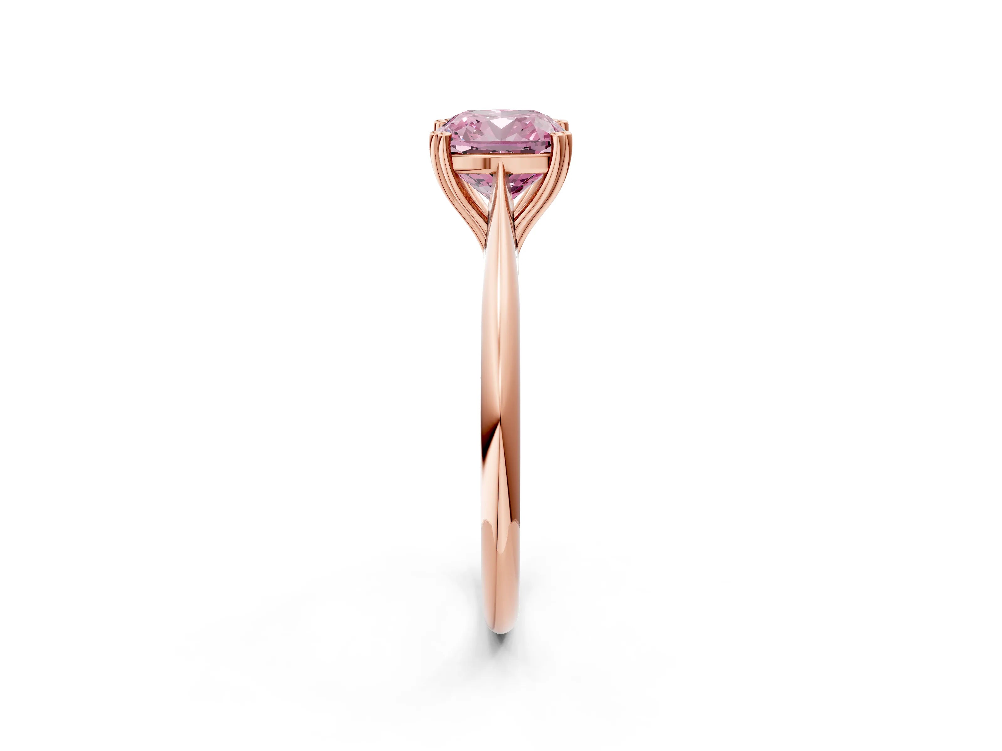 Rose gold Fancy Pink Cushion Cut Solitaire Diamond Ring with Six-Prong Setting and Classic Band_2
