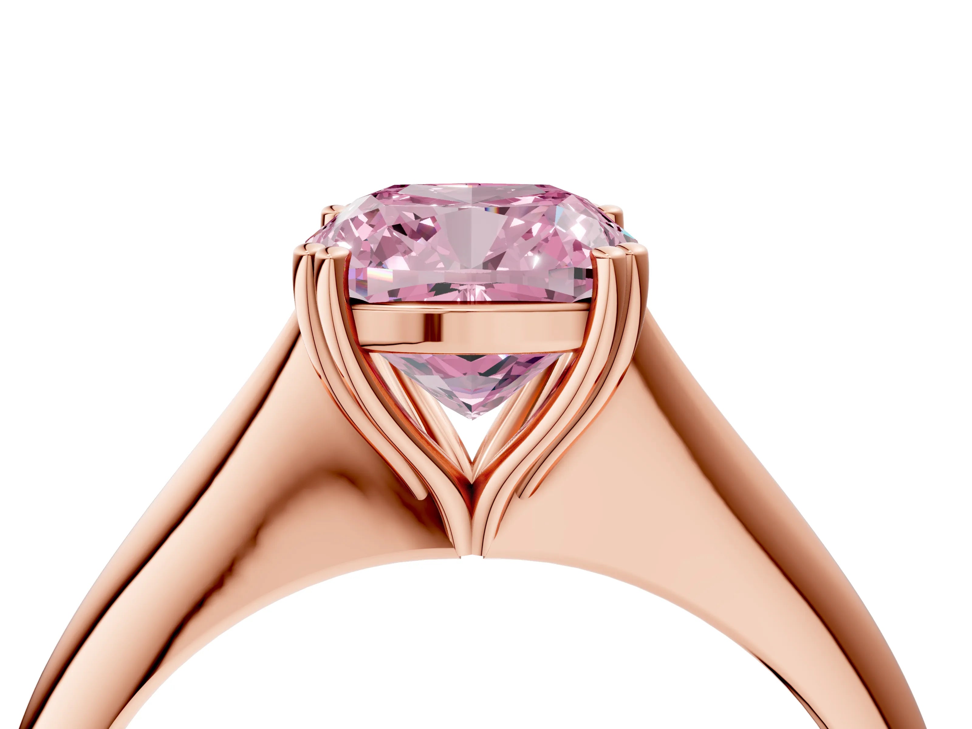 Rose gold Fancy Pink Cushion Cut Solitaire Diamond Ring with Six-Prong Setting and Classic Band_4