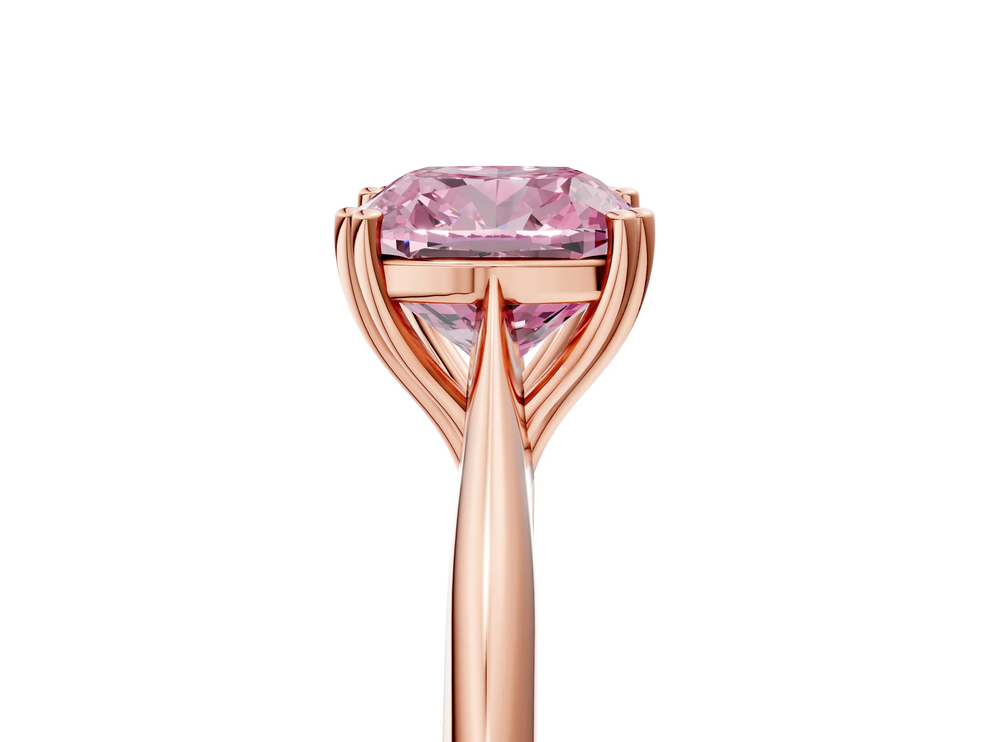 Rose gold Fancy Pink Cushion Cut Solitaire Diamond Ring with Six-Prong Setting and Classic Band_5