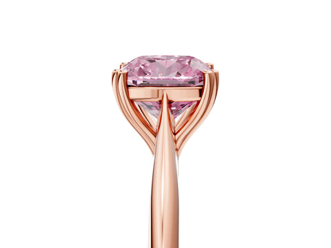 Rose gold Fancy Pink Cushion Cut Solitaire Diamond Ring with Six-Prong Setting and Classic Band_5