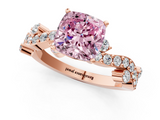 Rose gold Fancy Pink Cushion  Cut Solitaire Diamond Twisted Band with Pave Setting_49