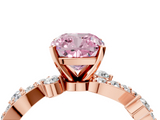 Rose gold Fancy Pink Cushion  Cut Solitaire Diamond Twisted Band with Pave Setting_52