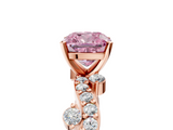 Rose gold Fancy Pink Cushion  Cut Solitaire Diamond Twisted Band with Pave Setting_53