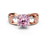 Rose gold Fancy Pink Cushion  Cut Solitaire Diamond with Side Stones on Criss-Cross Band and Four-Prong Setting_3