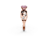Rose gold Fancy Pink Cushion  Cut Solitaire Diamond with Side Stones on Criss-Cross Band and Four-Prong Setting_5