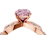 Rose gold Fancy Pink Cushion  Cut Solitaire Diamond with Side Stones on Criss-Cross Band and Four-Prong Setting_7