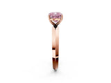 Rose gold Fancy Pink Cushion  Cut Solitaire Engagement Ring with Flat Band and Four-Prong Setting 3