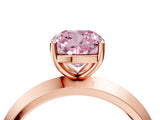 Rose gold Fancy Pink Cushion  Cut Solitaire Engagement Ring with Flat Band and Four-Prong Setting 5