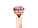 Rose gold Fancy Pink Cushion  Cut Solitaire Engagement Ring with Flat Band and Four-Prong Setting