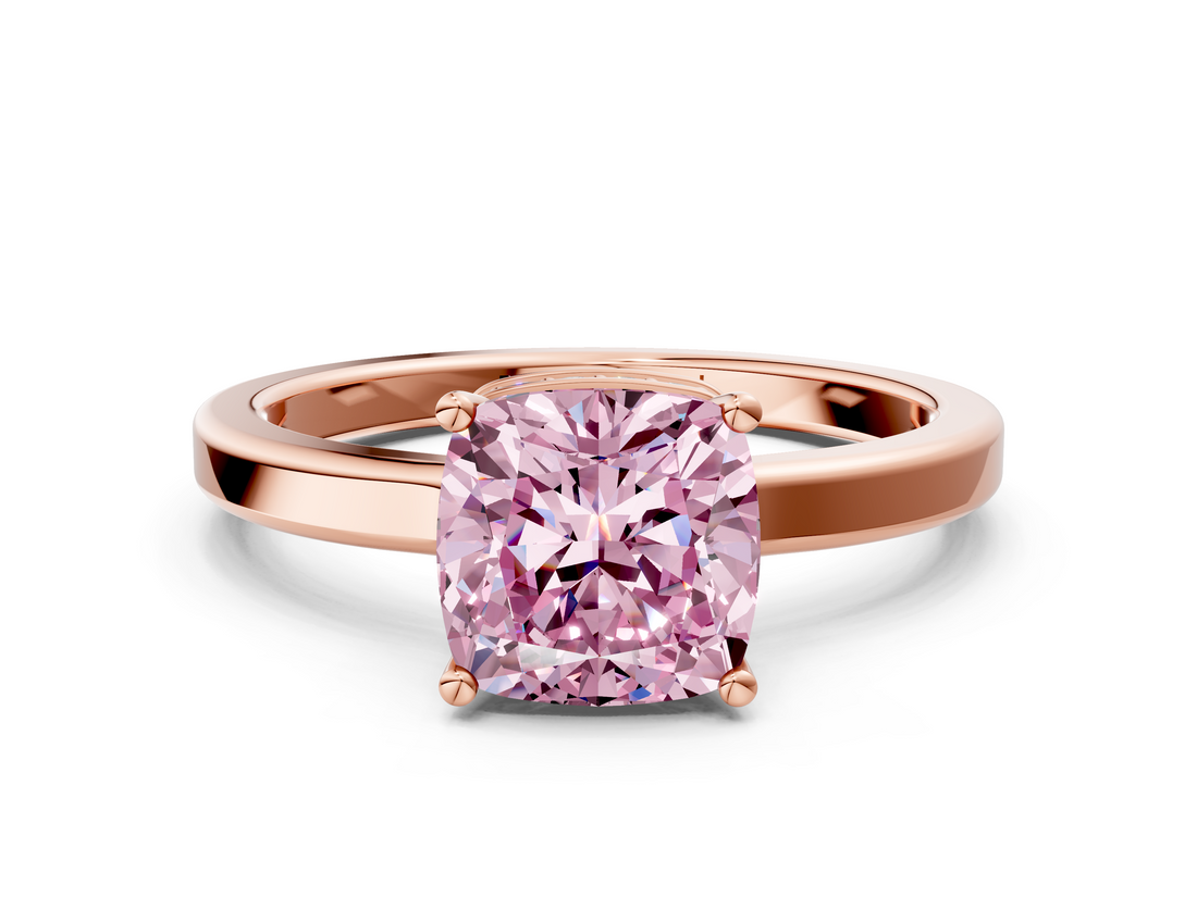 Rose gold Fancy Pink Cushion  Cut Solitaire Engagement Ring with Four-Prong Setting on a Classic Band_20
