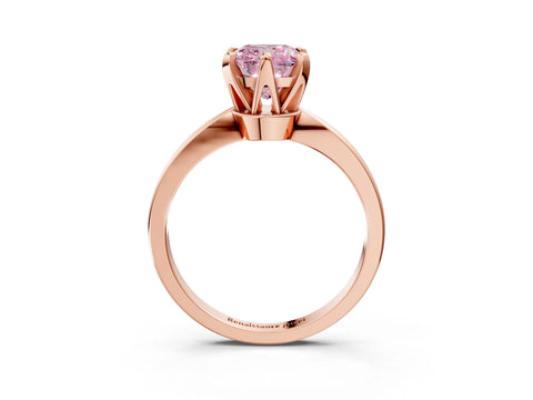 Rose gold Fancy Pink Cushion Cut Solitaire Engagement Ring with Six-Prong Setting and Tapered Band_3
