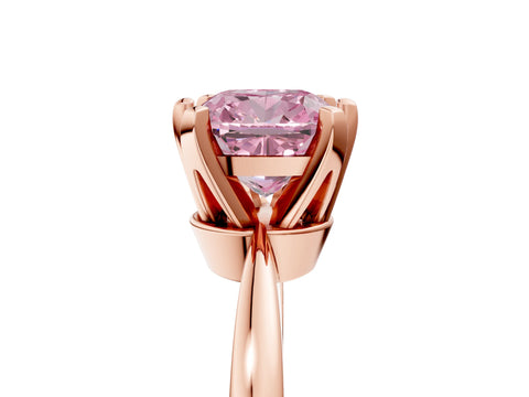 Rose gold Fancy Pink Cushion Cut Solitaire Engagement Ring with Six-Prong Setting and Tapered Band_5