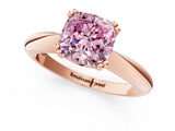 Rose gold Fancy Pink Cushion  Cut Solitaire Engagement Ring with Tapered Band and Four-Prong Setting 1