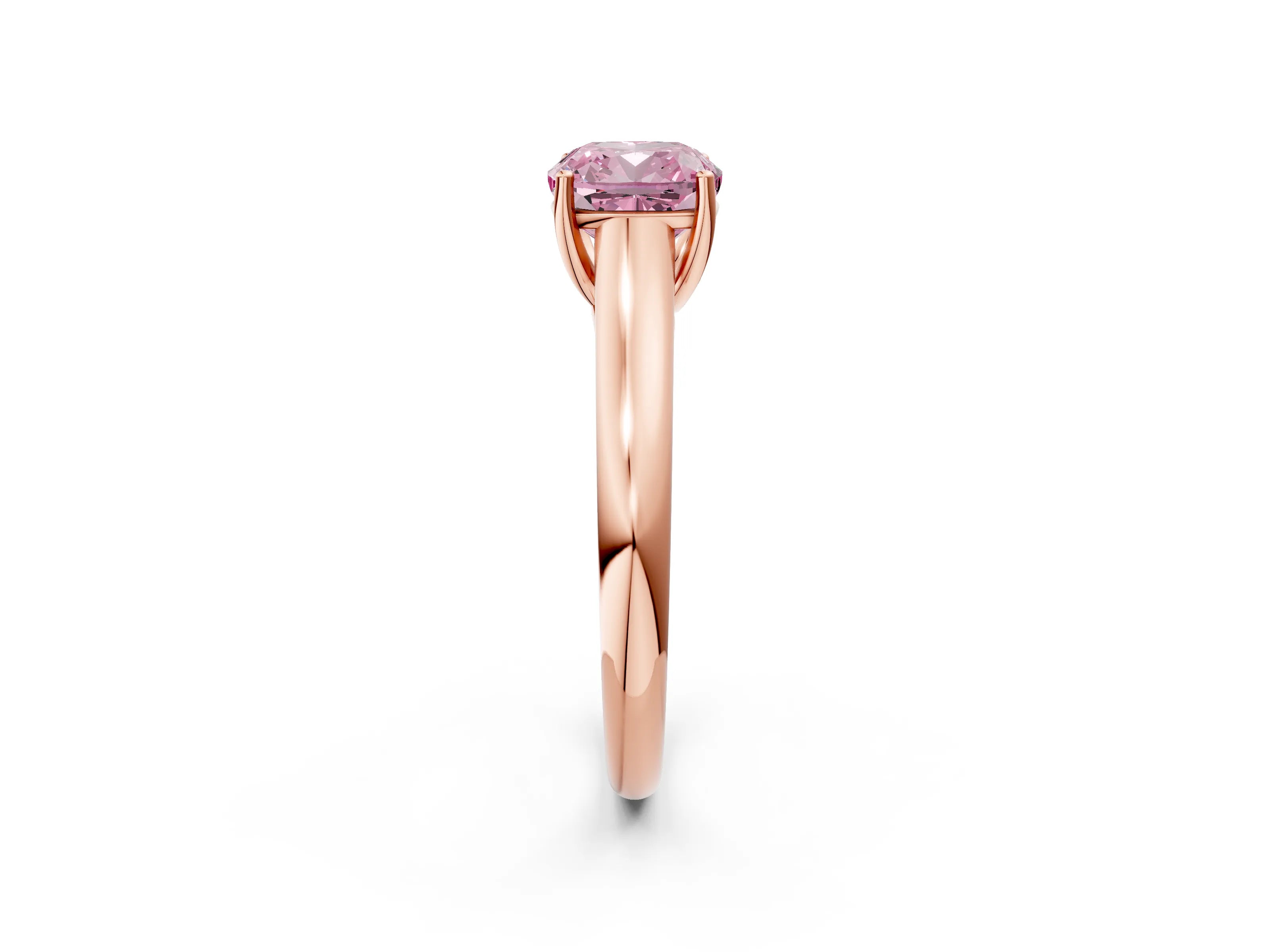 Rose gold Fancy Pink Cushion Cut Solitaire Engagement Ring with Tapered Band and Four-Prong Setting_5