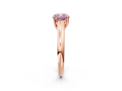 Rose gold Fancy Pink Cushion Cut Solitaire Engagement Ring with Tapered Band and Four-Prong Setting_5