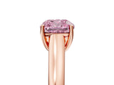 Rose gold Fancy Pink Cushion Cut Solitaire Engagement Ring with Tapered Band and Four-Prong Setting_8
