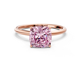 Rose gold Fancy Pink Cushion  Cut Solitaire Engagement Ring with Thin Band and Four-Prong Setting_3
