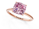 Rose gold Fancy Pink Cushion  Cut Solitaire Engagement Ring with Thin Band and Four-Prong Setting_4