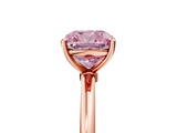 Rose gold Fancy Pink Cushion  Cut Solitaire Engagement Ring with Thin Band and Four-Prong Setting_8