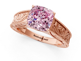 Rose gold Fancy Pink Cushion  Cut Solitaire Engraved Band with Four-Prong Setting_80