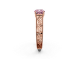 Rose gold Fancy Pink Cushion  Cut Solitaire Engraved Band with Four-Prong Setting_81