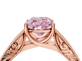 Rose gold Fancy Pink Cushion  Cut Solitaire Engraved Band with Four-Prong Setting_83