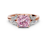Rose gold Fancy Pink Cushion  Cut Solitaire Floral Diamond Ring with Four-Prong Setting_37