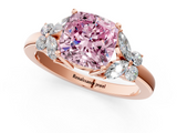 Rose gold Fancy Pink Cushion  Cut Solitaire Floral Diamond Ring with Four-Prong Setting_38