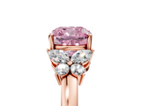 Rose gold Fancy Pink Cushion  Cut Solitaire Floral Diamond Ring with Four-Prong Setting_42