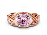 Rose gold Fancy Pink Cushion Cut Solitaire Intertwined Band Prong Setting Ring