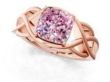 Rose gold Fancy Pink Cushion Cut Solitaire Intertwined Band Prong Setting Ring_1