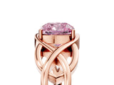 Rose gold Fancy Pink Cushion Cut Solitaire Intertwined Band Prong Setting Ring_5