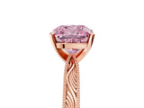 Rose gold Fancy Pink Cushion Cut Solitaire Milgrain Engraved Band with Four-Prong Setting_5