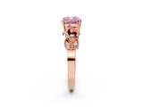 Rose gold Fancy Pink Cushion Cut Solitaire Milgrain Leaf Band with Prong Setting_2