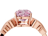 Rose gold Fancy Pink Cushion Cut Solitaire Milgrain Leaf Band with Prong Setting_4