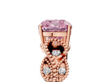 Rose gold Fancy Pink Cushion Cut Solitaire Milgrain Leaf Band with Prong Setting_5