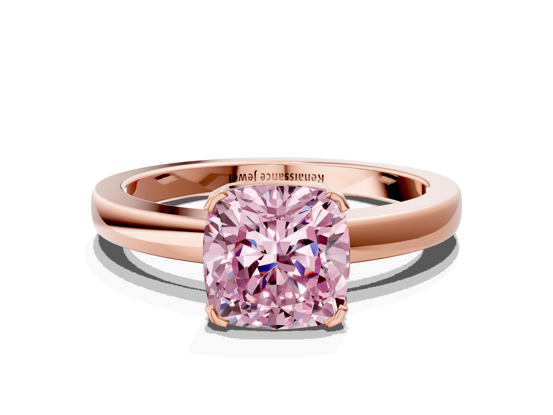 Rose gold Fancy Pink Cushion  Cut Solitaire Ring with Four-Prong Setting and Classic Band_29