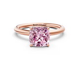 Rose gold Fancy Pink Cushion  Cut Solitaire Ring with Thin Band and Four-Prong Setting_16